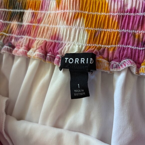 Torrid Multi Watercolor Tie-Dye Skirt with High-Low Hem and Pockets Size 1X - Picture 3 of 10